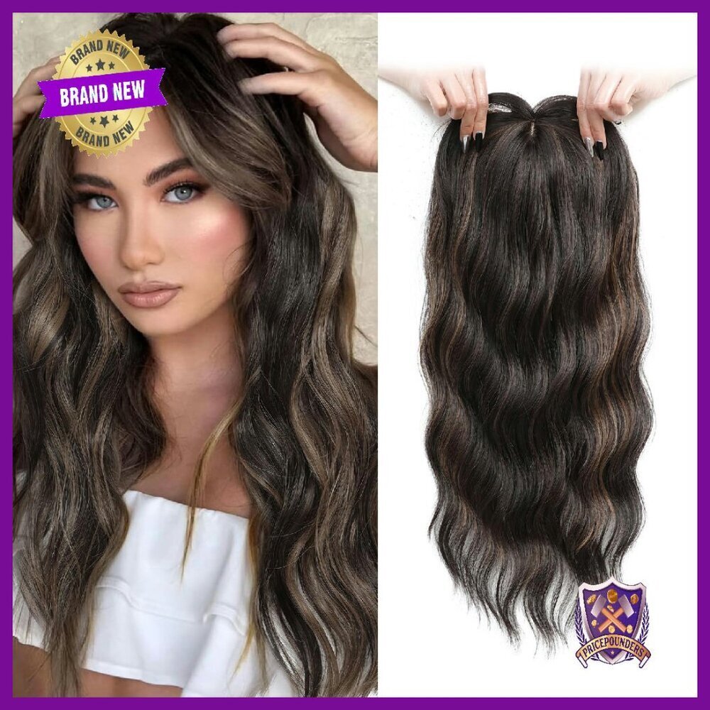 20in Synthetic Hair Topper with Fringe Bangs for Volume & Thinning Hair